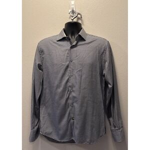 Visconti Black Shirt Mens Medium White Button Up Long‎ Sleeve Geometric Dots